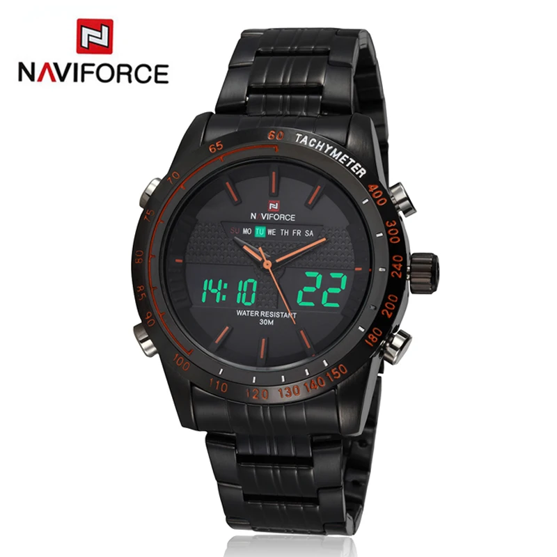 

Watches men NAVIFORCE 9024 luxury brand Full Steel Quartz Clock Digital LED Watch Army Military Sport watch relogio masculino