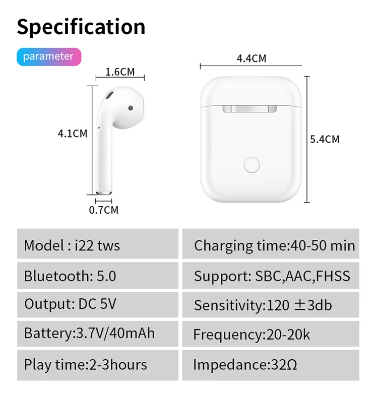 2019 New i22 Tws Wireless Earbuds Touch Control 5.0 Mini True Wireless Earphone i88 i9000 original 1:1 Tws - ANKUX.COM