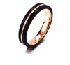 Jewelry 4mm black Rose gold plated tungsten carbide ring for women