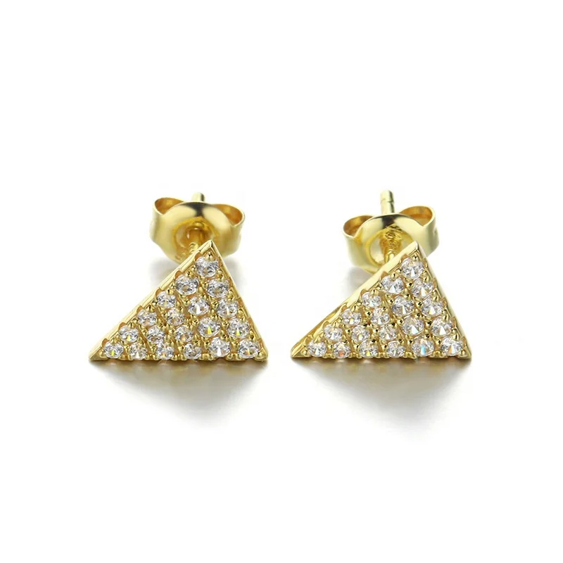 9k Gold Filled Triangle Stud Earrings Paved Triangle Gold Earrings, Yellow gold
9k Gold Filled Triangle Stud Earrings Paved Triangle Gold Earrings, Yellow gold