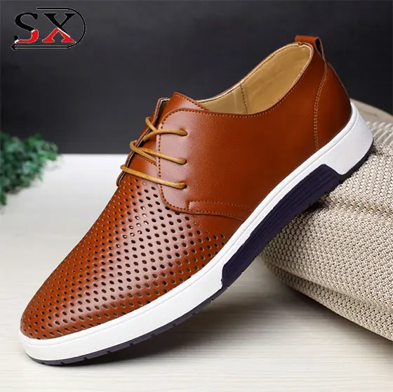 New 2021 Men Casual Shoes Leather Summer Breathable Holes Luxury Brand Flat Shoes for Men Drop Shipping, Black, brown,blue
New 2021 Men Casual Shoes Leather Summer Breathable Holes Luxury Brand Flat Shoes for Men Drop Shipping, Black, brown,blue