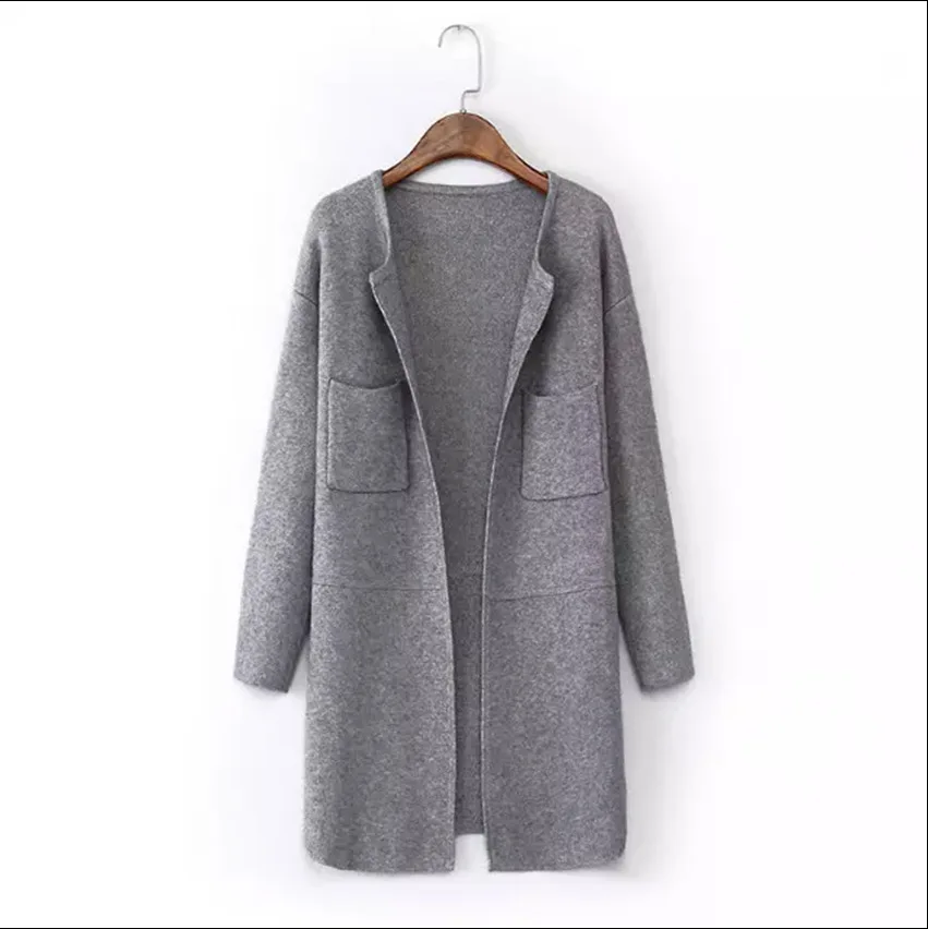 Free Size New 2015 Spring Autumn Brand Knitting Cardigan Slim Long Women Sweater Poncho Pull Casual European Style Sweater Coat
