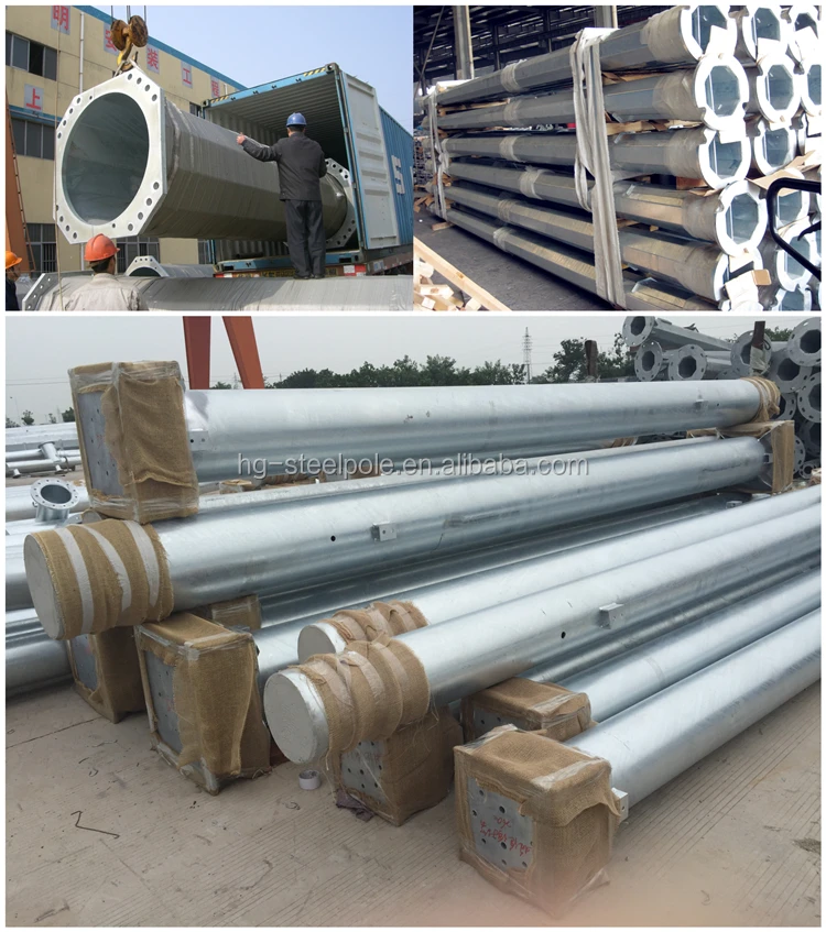 13.8KV Galvanized Steel Tubular Pole with AWS D 1.1 Welding and 25 Years Lifespan ISO9001-2008 Certified