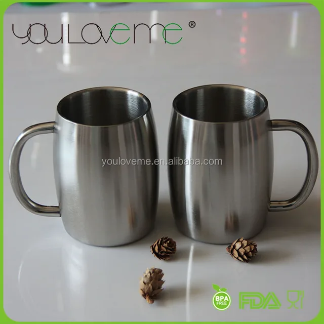 steel insulated double wall bilayer tea coffee beer mugs cups