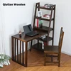 New Style wooden bookcase with computer desk wood bookshelf