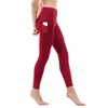 Wholesale Red Custom Design High Quality Waist Women Sports Yoga Pants With Phone Pockets