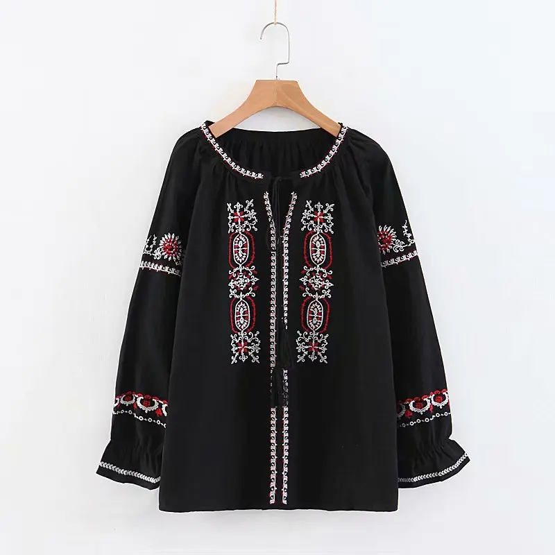 O neck lace up tassel women long sleeve embroidered plus size cotton blouse good quality free size shirt, White/black/beige
O neck lace up tassel women long sleeve embroidered plus size cotton blouse good quality free size shirt, White/black/beige