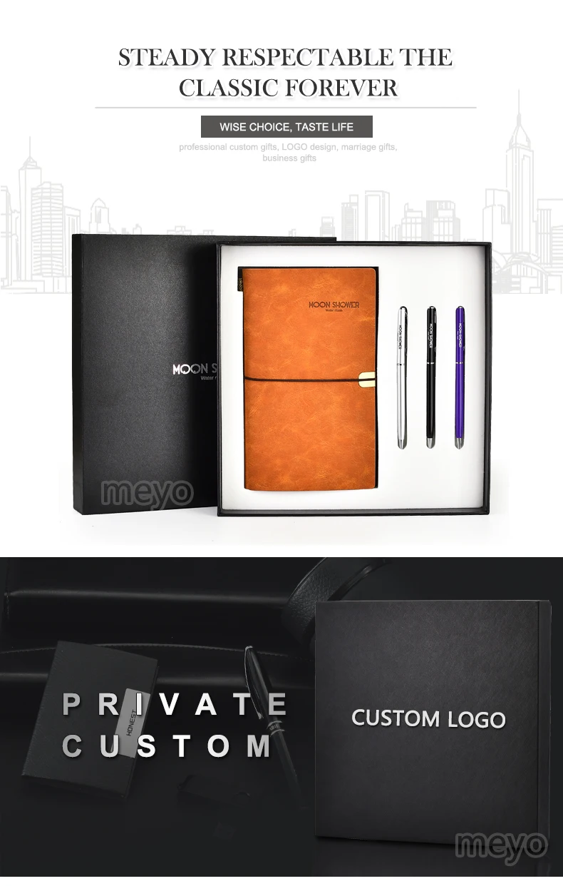 corporate giveaways business pu leather notebook pen gift set