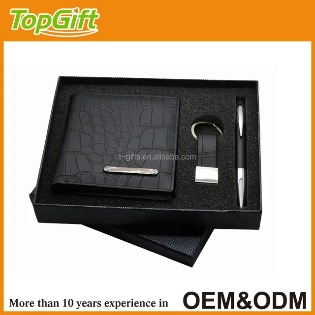 man gift set in black colour with high quality wallet keychain