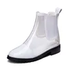 Fashion pvc flat round toe transparent women boots white black all match short boots