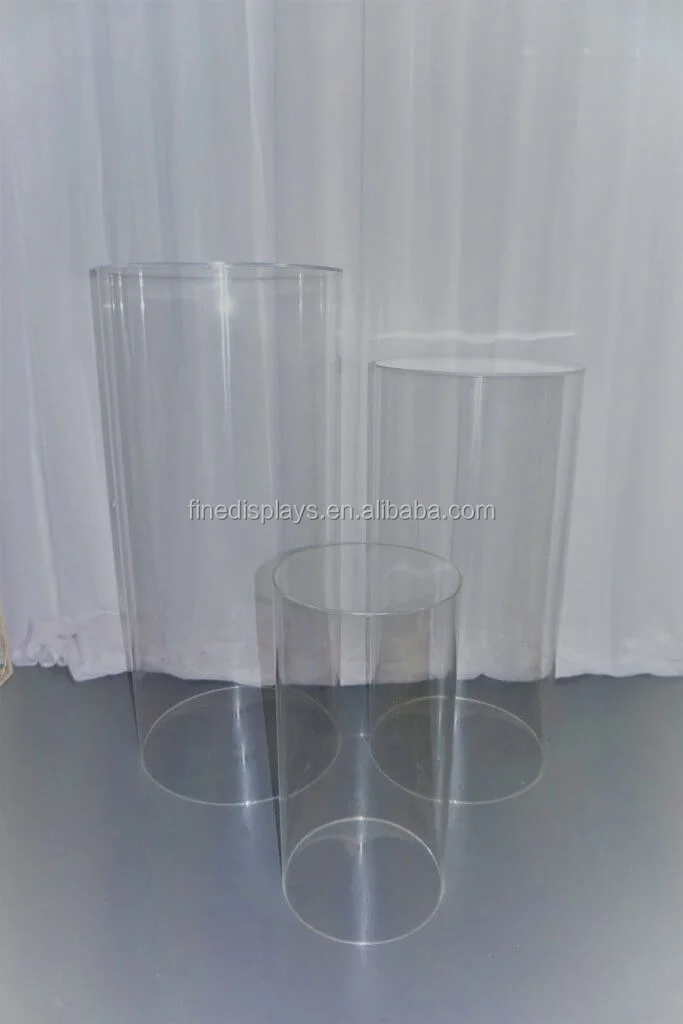 clear acrylic round cylinder plinths