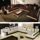 New Style Armrest Headrest 8 Seater Furniture Couch L Shape U Shape Genuine Leather Sofa Set Modern