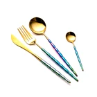 Best Quality 7 colors bamboo joint series knife fork spoon flatware 18/8 stainless steel cutlery