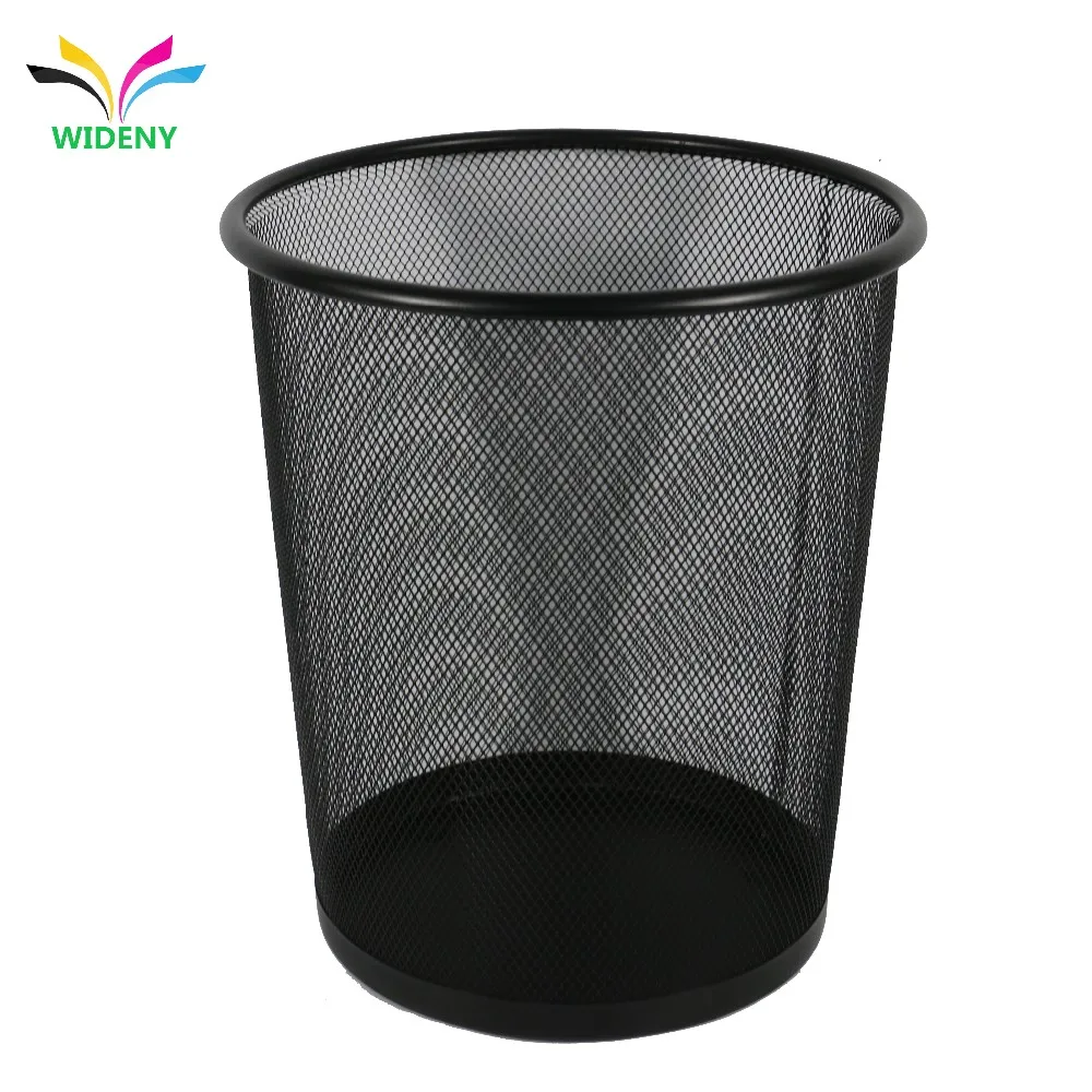 wideny office supply round black metal wire mesh trash bin for