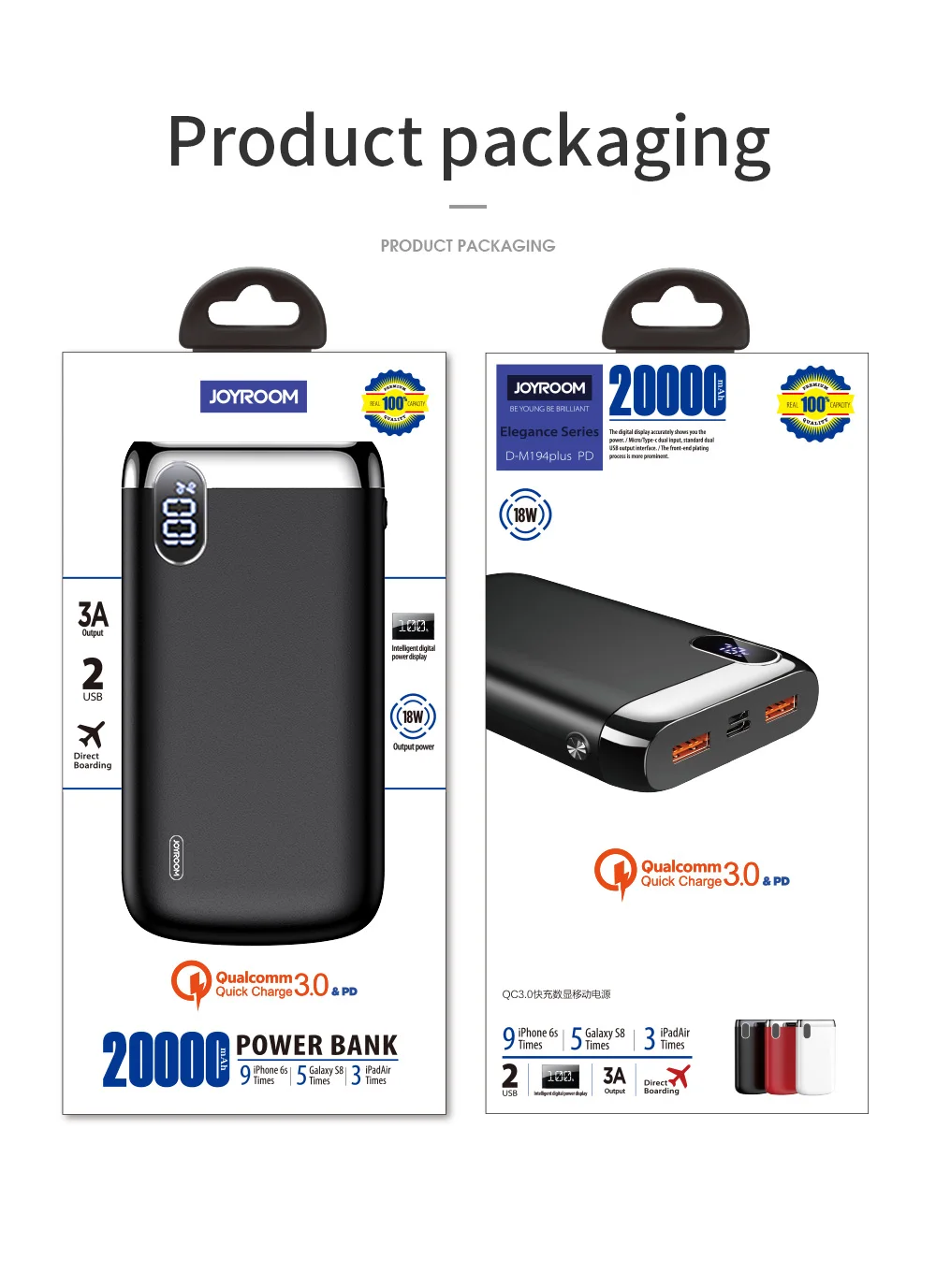 JOYROOM D-M194 Plus 9V 12V QC3.0 PD USB Type C Power Bank 20000 mah - ANKUX.COM