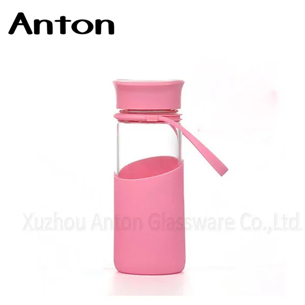 14oz Recyclable Glass Water Bottle With Silicone Sleeve