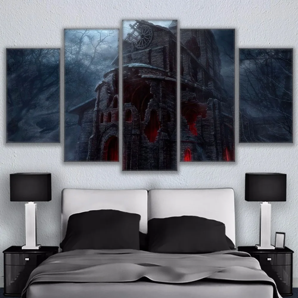 Dark Castle HD Prints Halloween Canvas Painting