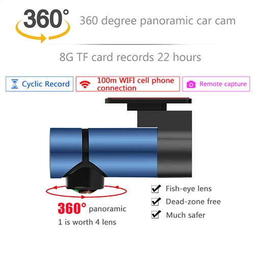 360 degree panoramic car cam tachograph with wifi 2