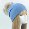 2019 Best Selling Attractive Style Spring Knitted One Ball Top Pom Poms Beanie Slouch Cap with Puffball Fur Hat for Men Women