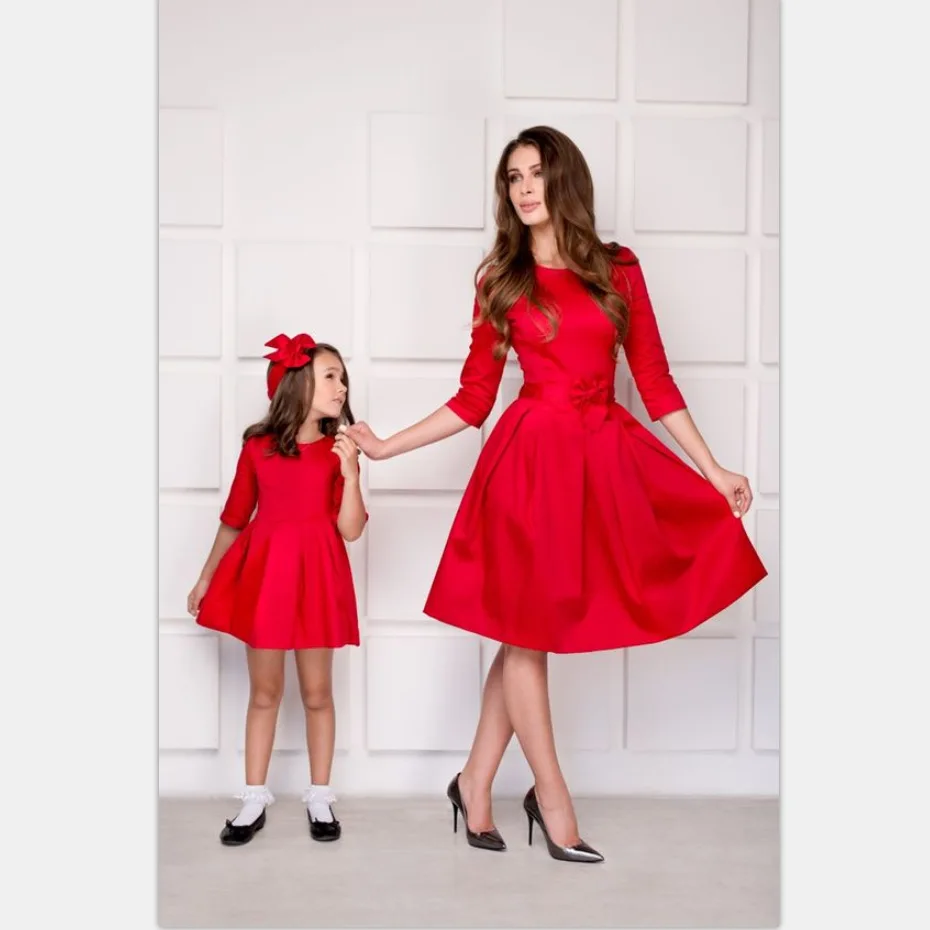 

2019 NEW BOW Family mom and daughter matching dresses mom and me clothing (this link for girls,1-8years), Flower
