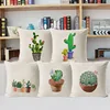 Multiple Selections Art Potted Succulents Cactus Flowers Cotton Linen Cushion Sofa Decorative Square Throw Pillow Covers
