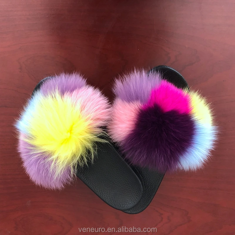 Fashion Design Women Real Big Fox Fur Colorful Sandal Slides Soft Customized Furry Slippers, Customized color
Fashion Design Women Real Big Fox Fur Colorful Sandal Slides Soft Customized Furry Slippers, Customized color