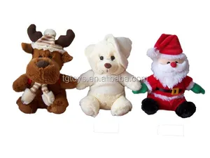 merry christmas gift plush animal teddy bear moose santa clause