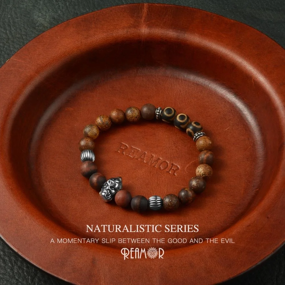 REAMOR Natural Tiger Eye Stone Onyx Elastic Bracelet Stainless Steel Two-Face Devil Buddha Head Bracelets 2019 New Men Jewelry
REAMOR Natural Tiger Eye Stone Onyx Elastic Bracelet Stainless Steel Two-Face Devil Buddha Head Bracelets 2019 New Men Jewelry