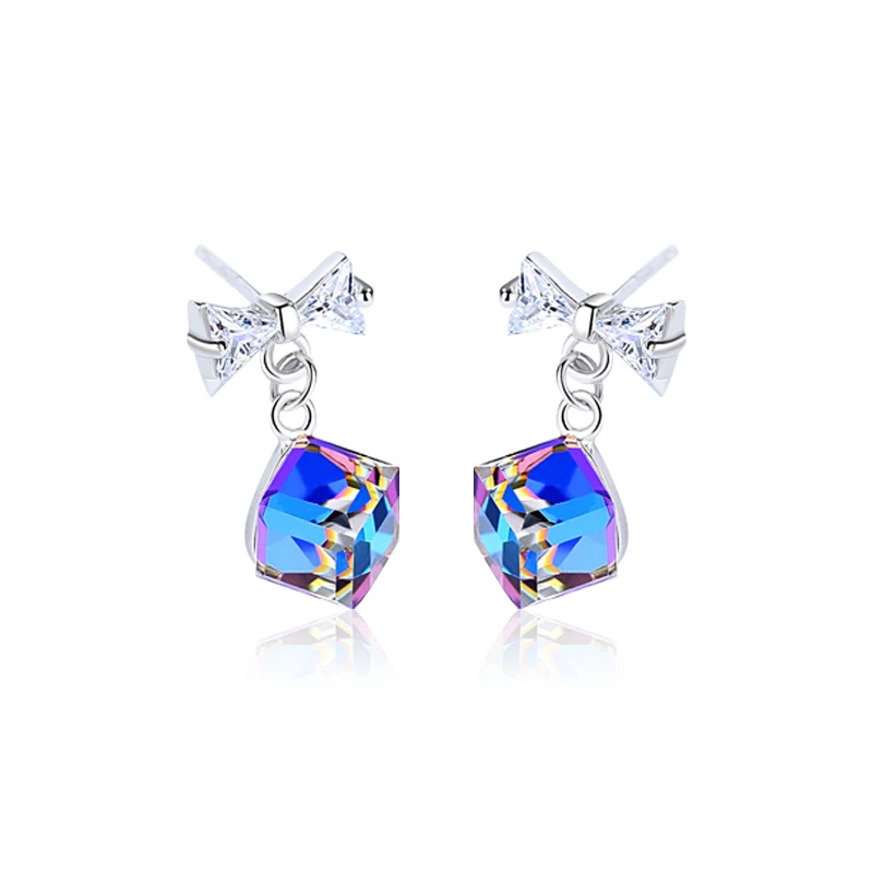 E1507 Christmas special gift of 925 silver bow knot square crystal earring for girls by Moyu
E1507 Christmas special gift of 925 silver bow knot square crystal earring for girls by Moyu