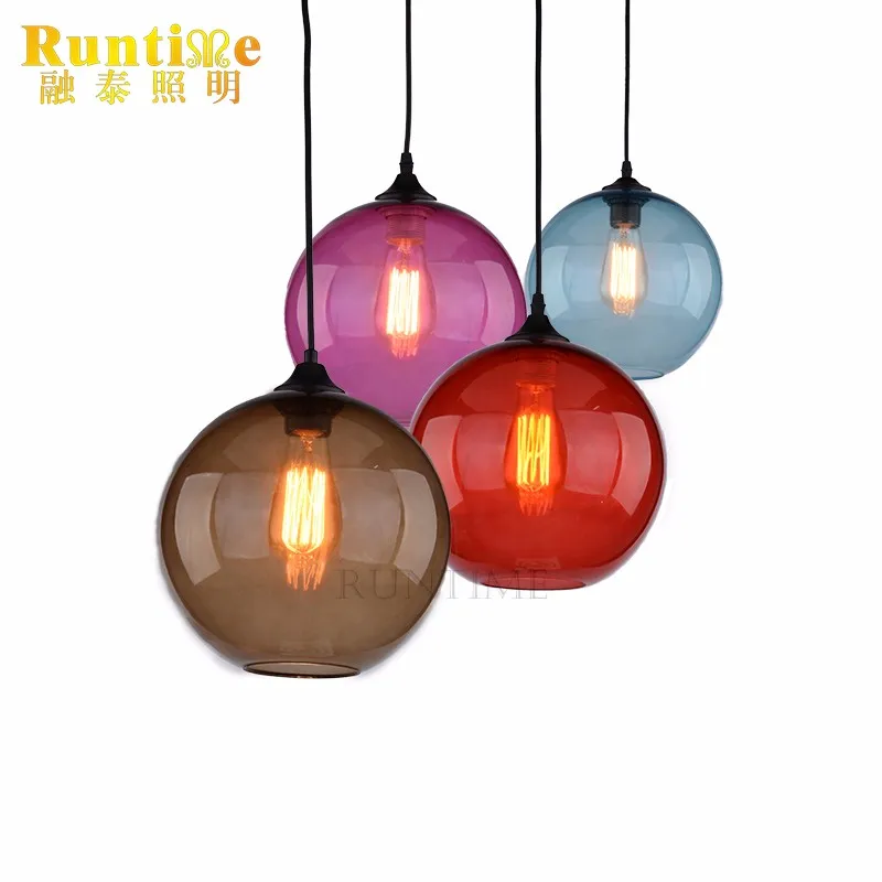 Simple Glass Chandelier Light with Red blue and purple color Fixture RT3043