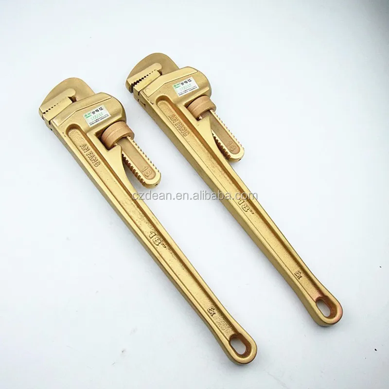 Hand tools American type ridgid pipe wrench,Non sparking safety copper gold nature color