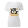 OEM High Quality 100% Cotton Short Sleeve White Round Neck Woman T Shirt With Glitter Logo