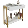 Luxury White Dressing Table Computer Desk with Shelf and Storage