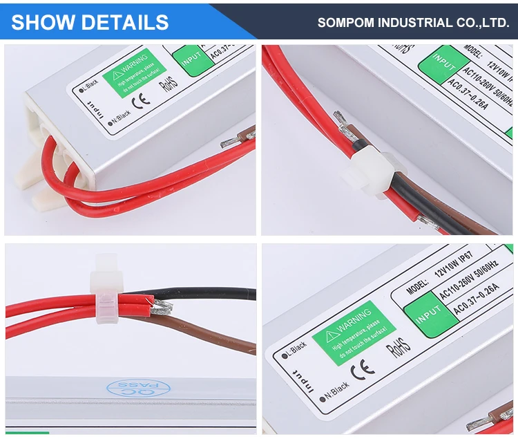 Sompom Waterproof Switching Power Supply 12V 10W Led Driver Constant Voltage SMPS