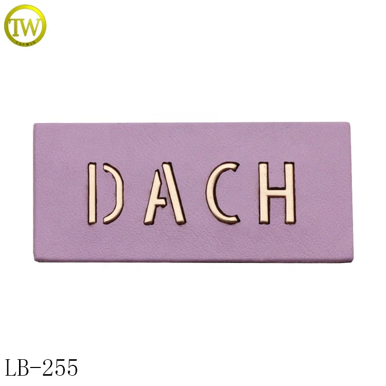 Pink Color Jeans Denim Metal Brand Engraved Leather Logo Label For Handbag