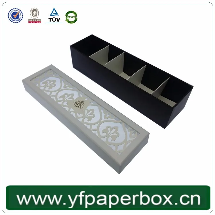 white 6 pocket laser cardboard chocolate packaging box with