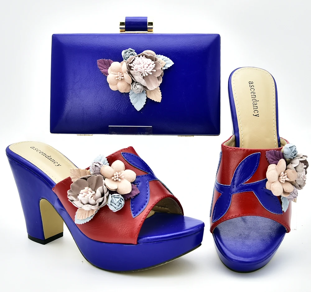 High Quality Nigeria Wedding Purple Shoes And Matching Bag Violet