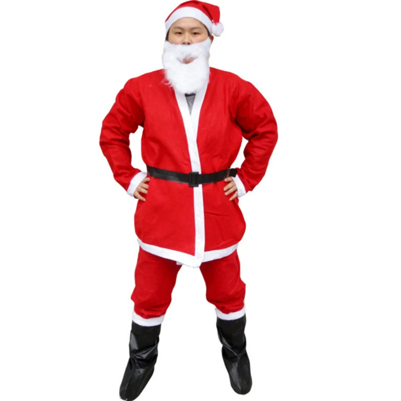 מפעל מכירה זול לחג המולד גודל גדול בתוספת סנטה קלאוס Cosplay תלבושות לגברים שמנים