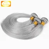 Straight Grey Brazilian Remy Hair Weave Silver Gray Color Human Hair Bundles Extension