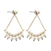 18k Gold Plated Indian Bollywood Cultured Pearl Earring Freshwater Pearl Hook Dangle Earrings