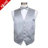 New Silver Satin White Suit Vest
