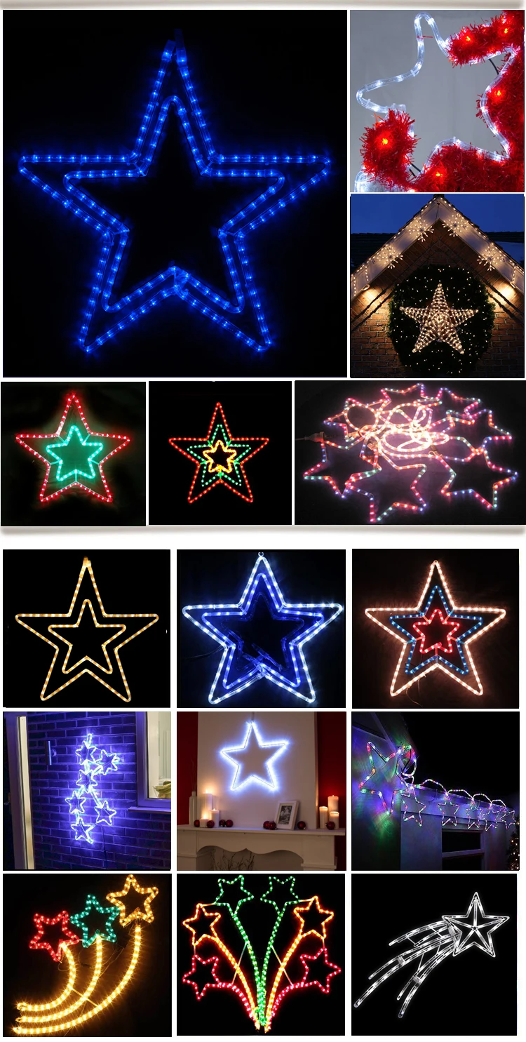 outdoor led christmas star motif lights