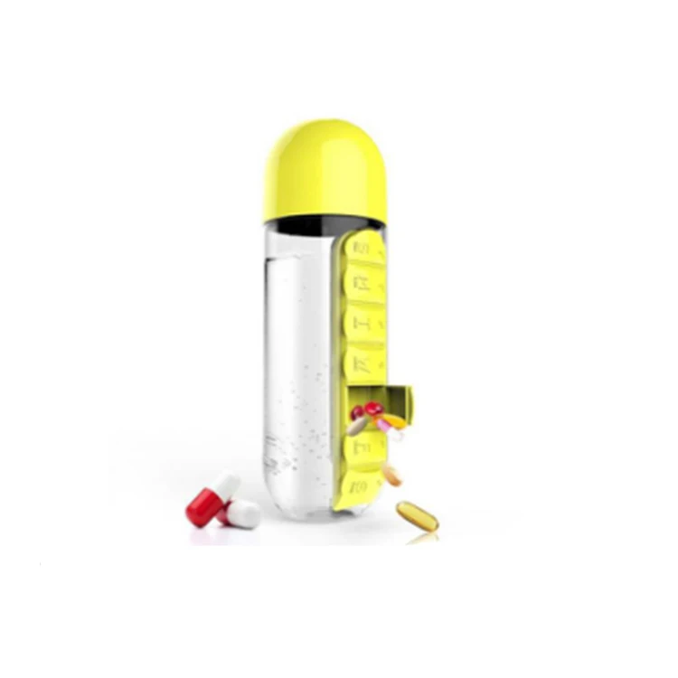 OEM Portable PP round type free pp plastic pill organizer water bottle,water bottle with pill box