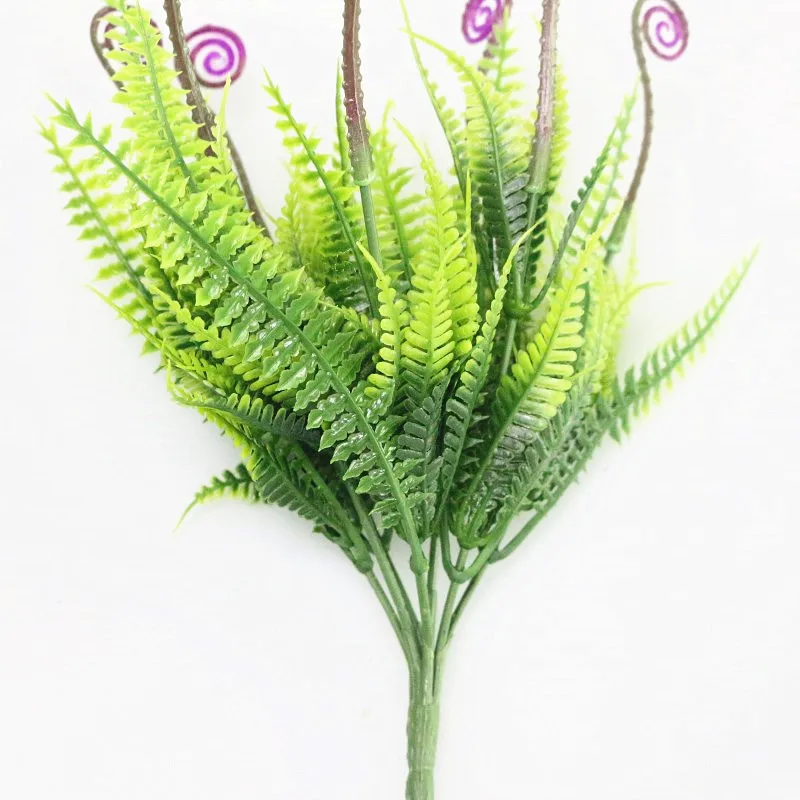 Flone Artificial Plastic Fern Grass Green Leaf Branch Simulation Flower Decorative For Wedding Party Room Decoration Art (13)