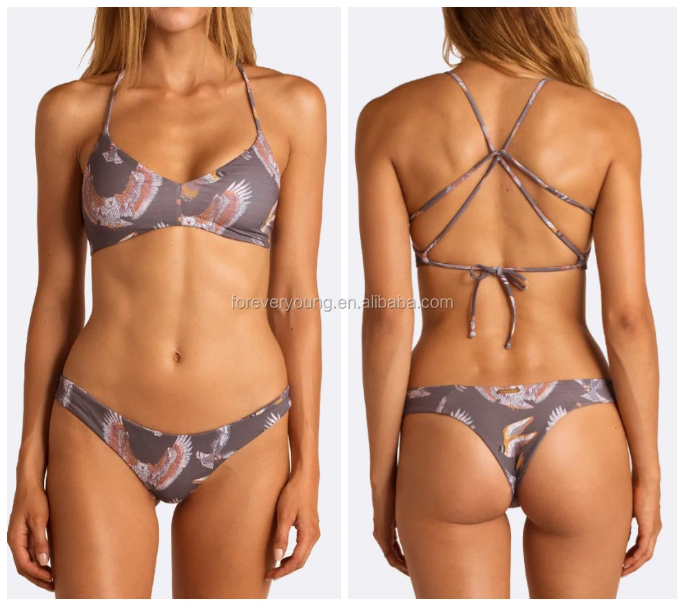 Oem Sublimation Printed Sexy Seamless Brazilian Bikini For Mature Woman