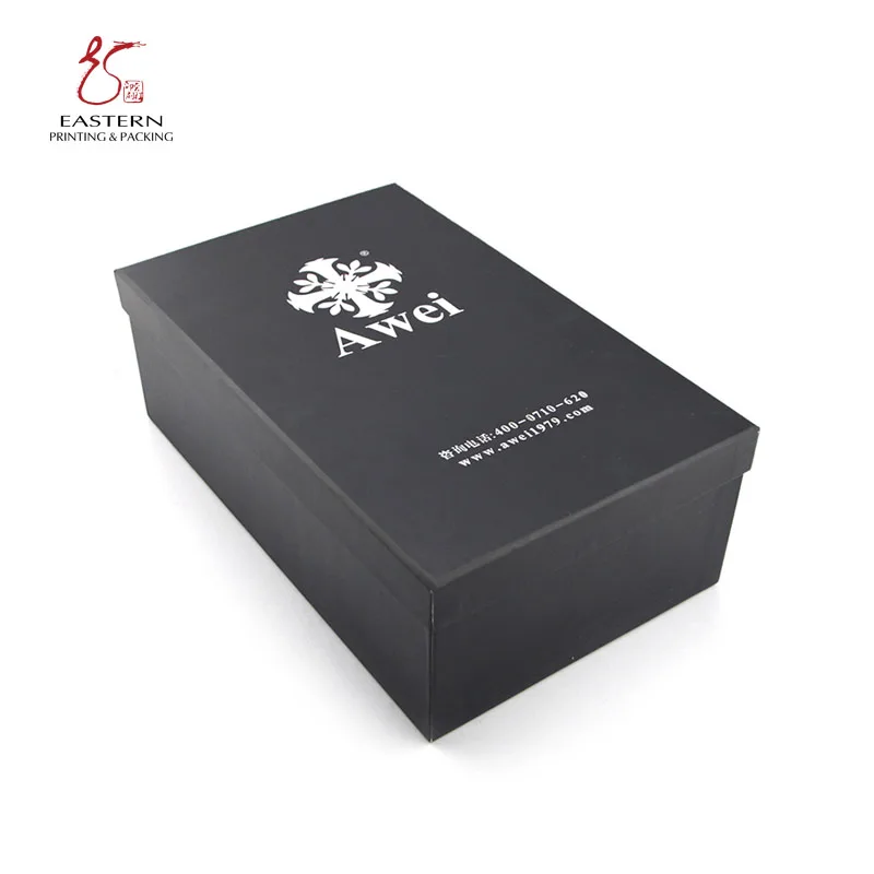 Custom Matte Black Cardboard Shoe Box Packaging, View