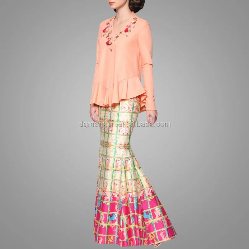 fashion modern printing beading malaysia baju kurung