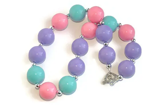 Baby Teething Necklace 2015 Fashion Jewelry Little Girls Chunky Bubble Safe Kids Cheap Beaded Baby Teething Necklaces