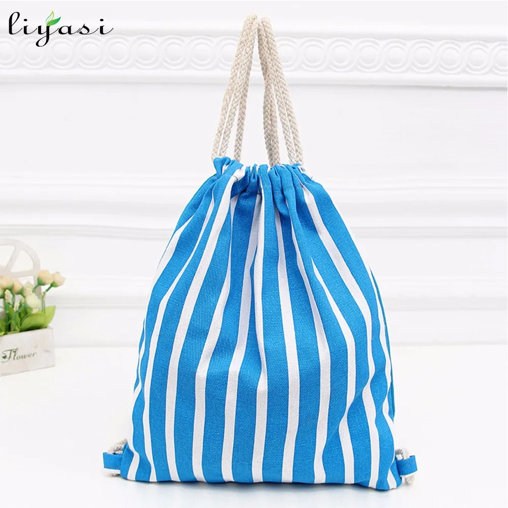 customized high quality canvas drawstring bag backpack travel