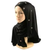 2017 wholesale plain stretch jersey Muslim hijab scarf with golden stone flower pattern